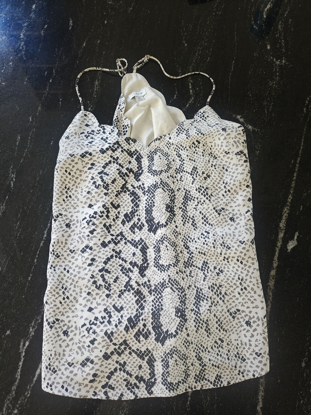J. Crew Snake Print Scalloped Cami in White and Black